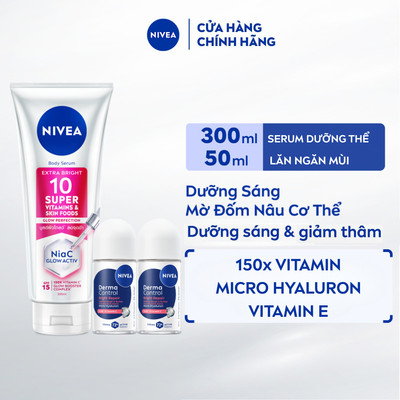 Bộ 03 Serum Dưỡng Thể NIVEA Super 10 Vitamins & Skin Foods 300ml & Lăn Khử Mùi NIVEA Dưỡng Sáng Đều Màu 50mlx2