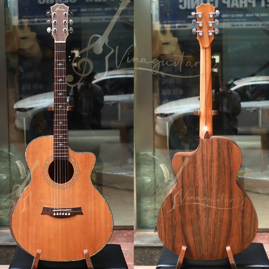 Đàn Guitar Acoustic Cũ Vinaguitar Gỗ Trắc – Dây Cao Cấp, Âm Thanh Hay | Ngoại Hình 98–99%