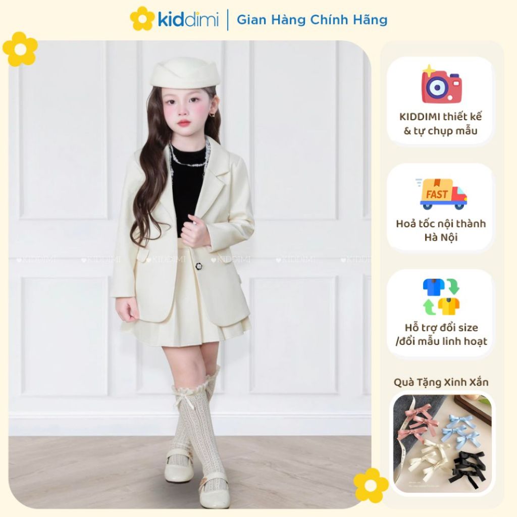 (Chính hãng Kiddimi) Set áo vest + chân váy sang trọng, thanh lịch cho bé gái - KELY SET by KIDDIMI
