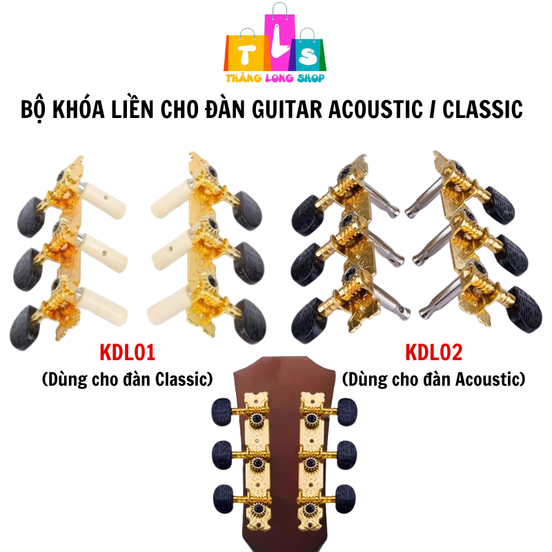 Bộ Khóa Liền Cho Đàn Guitar Acoustic / Classic 2 Cái – Tuning Pegs Kim Loại - Khóa Lên Dây Guitar
