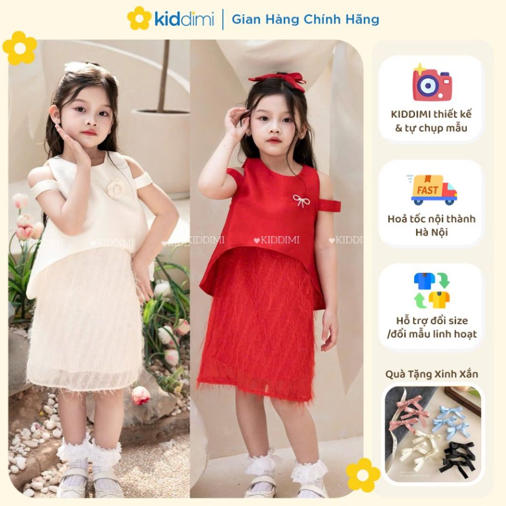 (Chính hãng KIDDIMI) Váy tiểu thư sang chảnh cho bé gái - RUBY DRESS (tặng hoa cài ngẫu nhiên)
