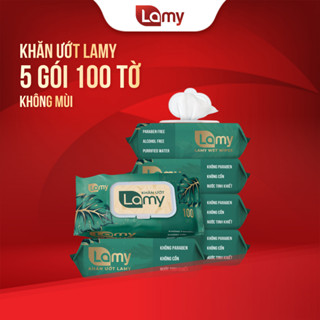 [LAMY OFFICIAL]_Combo 05 gói khăn ướt Lamy gói 100 tờ không mùian toàn cho da