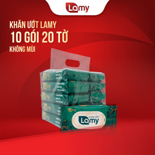 [LAMY OFFICIAL]_Set 10 gói khăn ướt Lamy gói 20 tờ không mùi