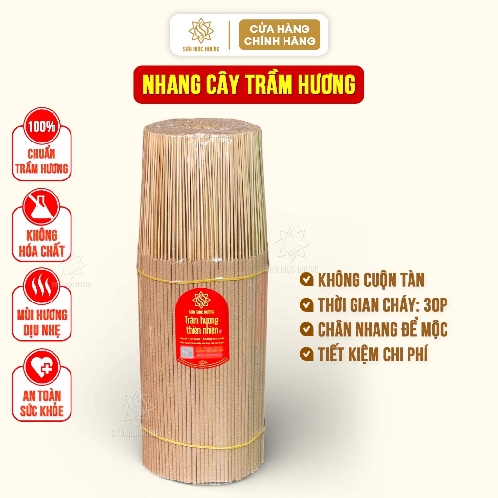 Nhang cây trầm hương tự nhiên thắp bàn thờ Sơn Mộc Hương sạch thơm không hóa chất