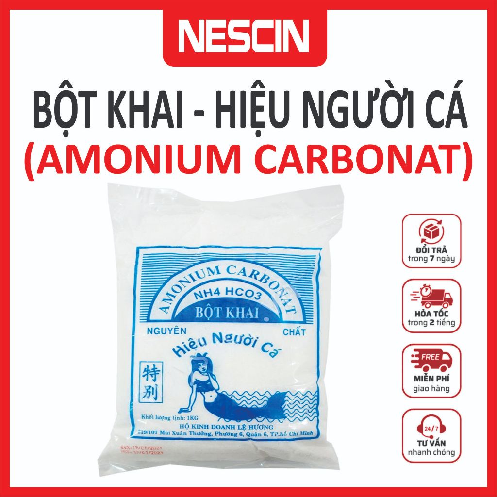 Bột Khai Hiệu Người Cá - 1 Kg Làm Bánh Bao & Bánh Quẩy - Tẩy Gỗ - Amonium carbonat - NH4HCO3