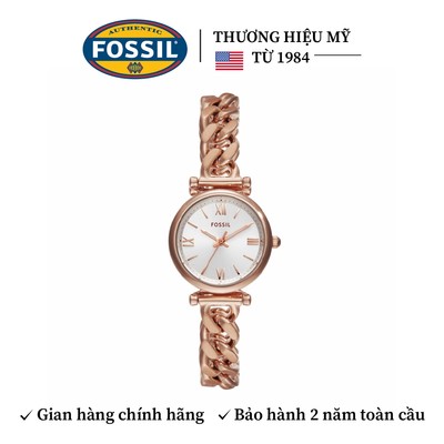 Đồng hồ nữ Fossil CARLIE ES5330 dây thép không gỉ, mặt 28MM, màu vàng hồng, kim dạ quang