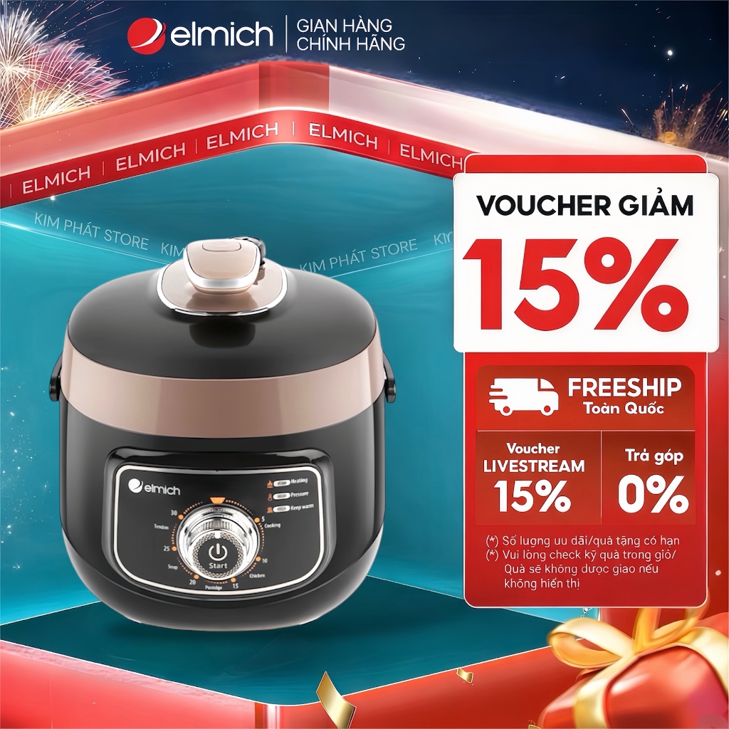 NỒI ÁP SUẤT MINI ELMICH PCE-1805 - Dung tích 2.5L | Hầm, cháo, soup, nấu cơm,….
