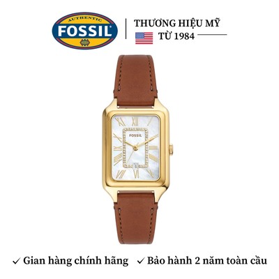 Đồng hồ nữ Fossil Raquel dây da thật màu nâu, mặt chữ nhật khảm xà cừ 26 MM, ES5307