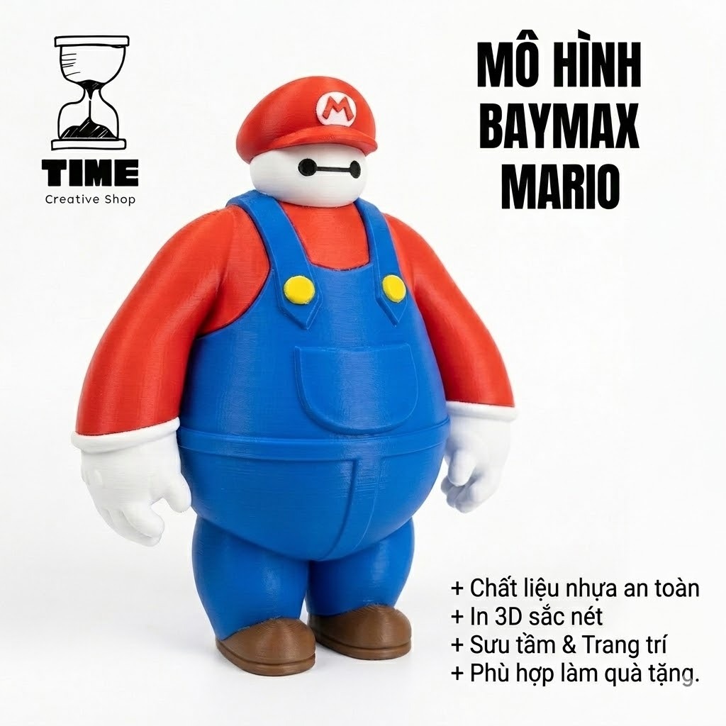 Figure Baymax Cosplay Mario Mô Hình Tĩnh | Trang Trí Bàn Làm Việc | Decor Trang Trí - Set Up