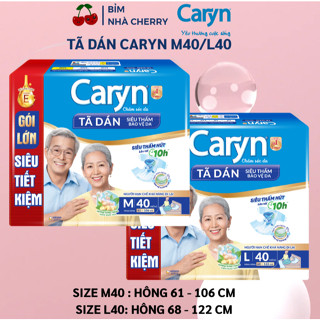 Tã Bỉm Dán Người Lớn Caryn Size M40, L40 Miếng Gói Siêu Tiết Kiệm siêu thấm cho người già Cherry