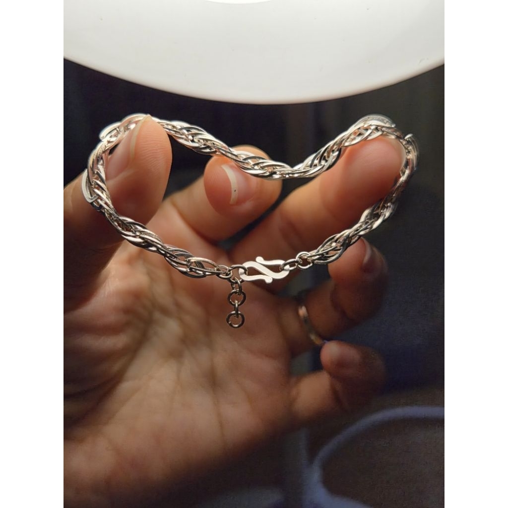 Lắc tay Bạc ta s990 mẫu xoắn