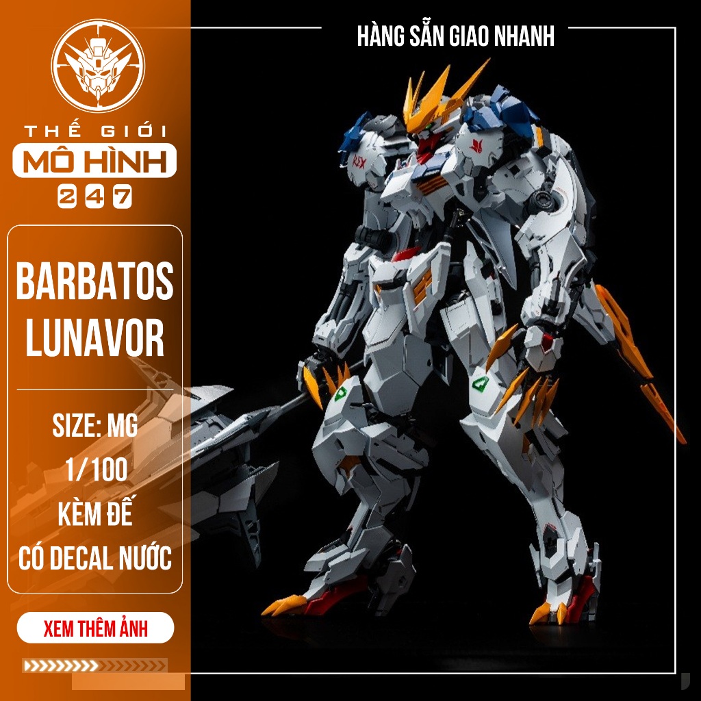(SẴN HÀNG) Mô hình Barbatos Lupus Rex Lunavor 1/100 + Đế và Decal nước