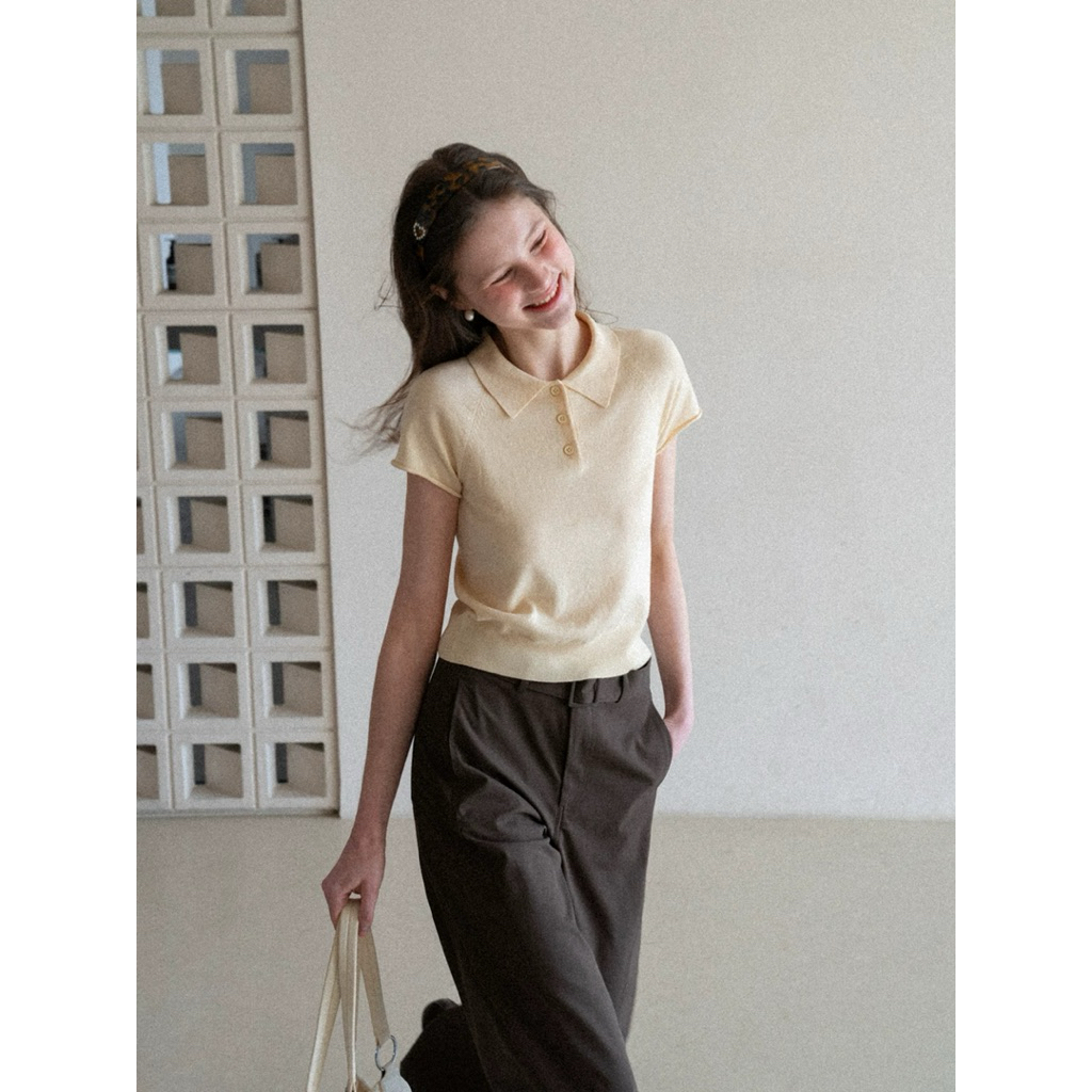 [EGGKA] Áo len dệt kim cổ polo