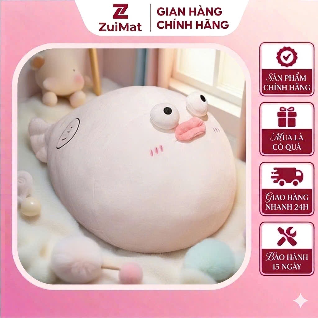 Gấu Bông Cá Nóc Ú Nu Siêu Mềm Mịn 30cm - 50cm, Thú Nhồi Bông Hình Con Cá Cao Cấp ZuiMat.