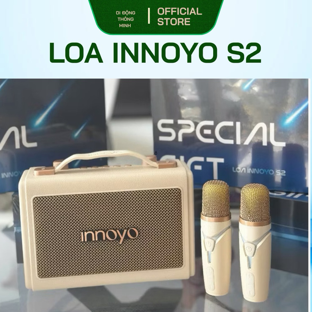 Loa Bluetooth Innoyo S2 Kèm Micro Karaoke – Loa Mini Không Dây Âm Thanh Lớn, Pin Trâu, Hát Cực Hay