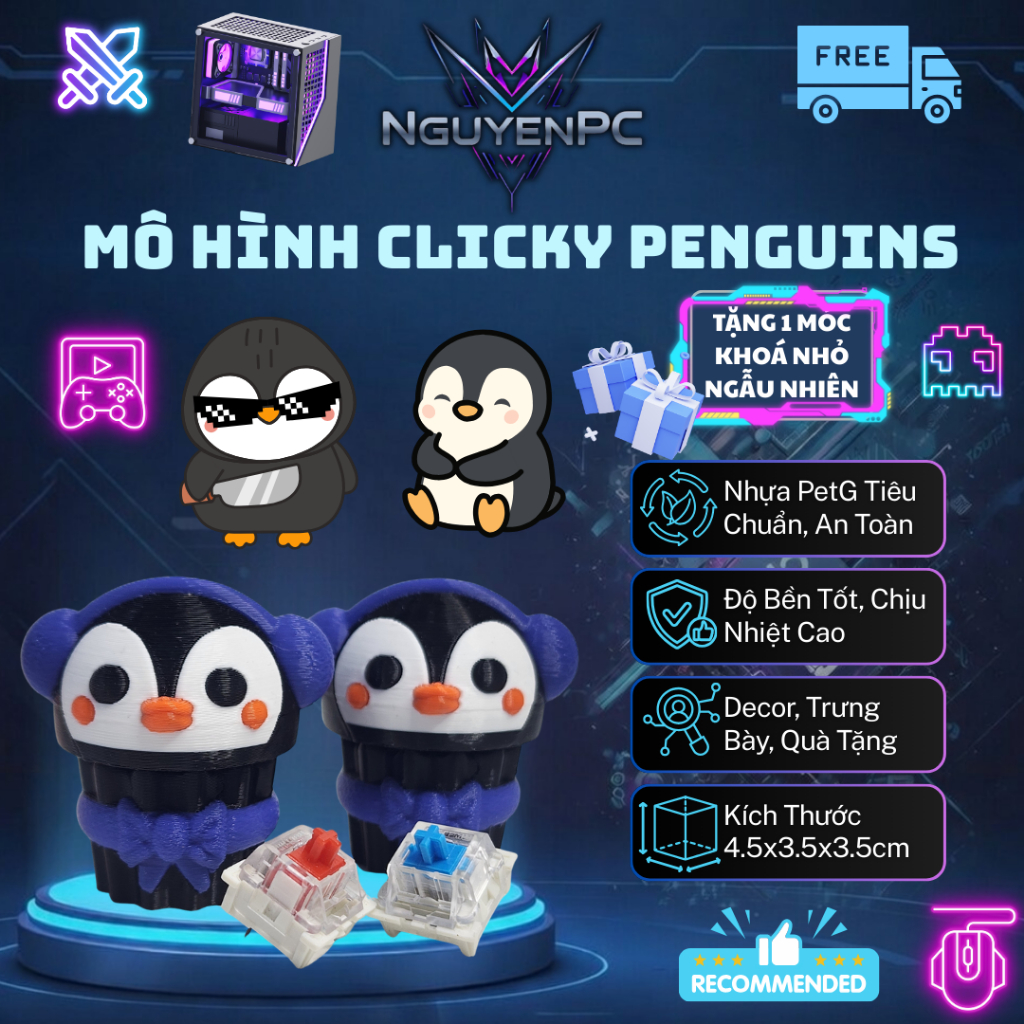 Penguin Clicky Chain – Keychain Bấm Switch Cơ Giải Trí Siêu Cute, Đồ Chơi, Giải Trí, Xả Stress