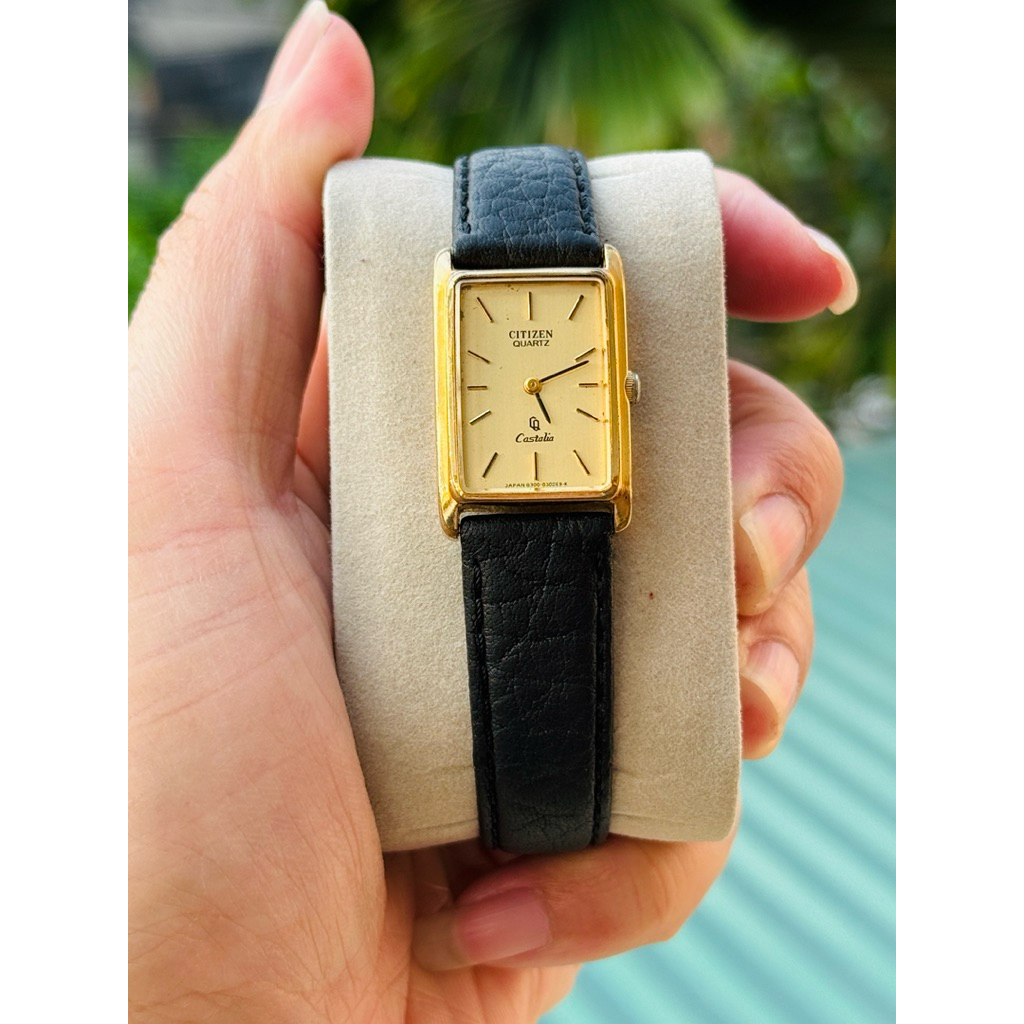 Đồng hồ Tank Citizen Castalia Unisex form solo 2 kim bọc vàng GP rất dày và đẹp