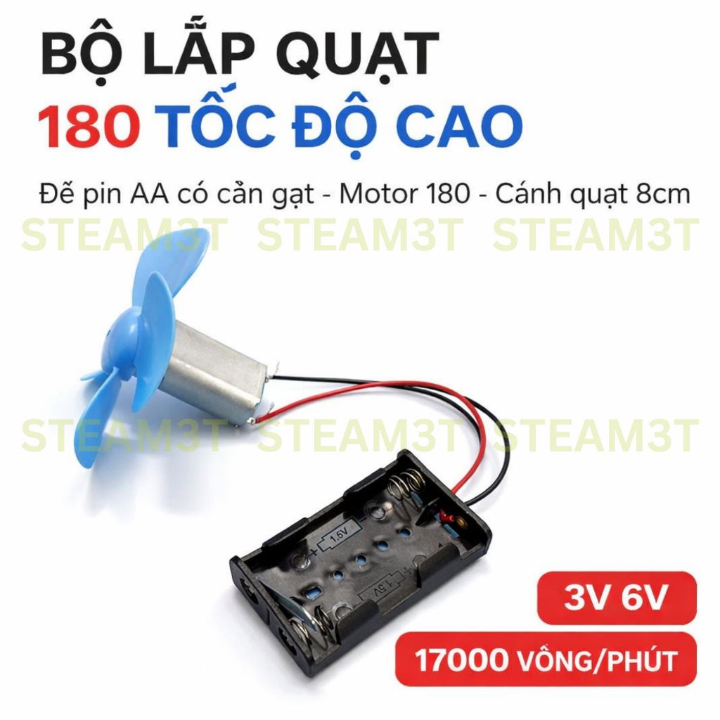 Bộ lắp quạt mini motor 180 tốc độ cao dùng học tập thí nghiệm SYEAM DIY - LK0517