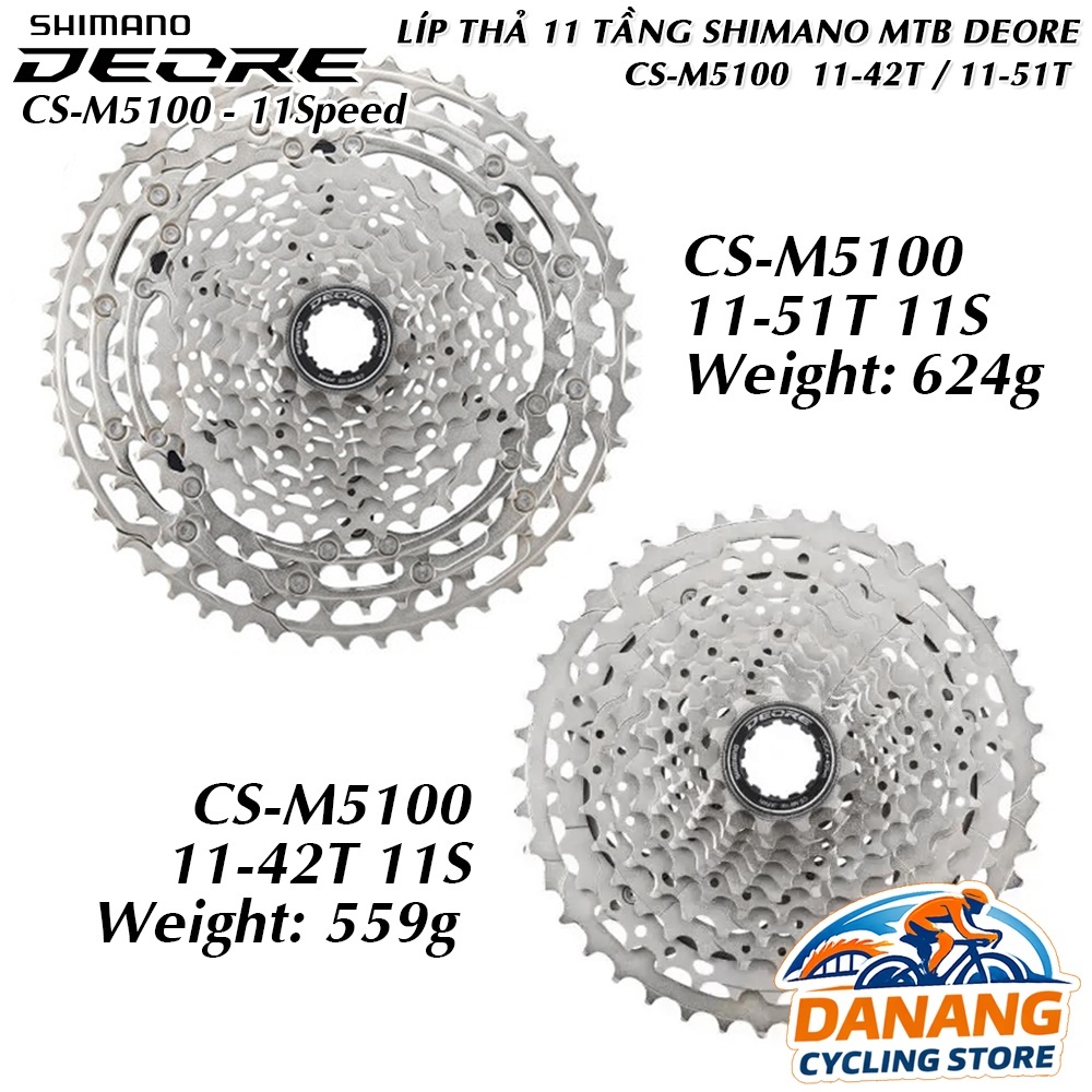 Líp Thả 11 Tầng (Cassette) Xe Đạp SHIMANO Deore CS M5100 11-42T / 11-51T – Chính Hãng, Không Hộp