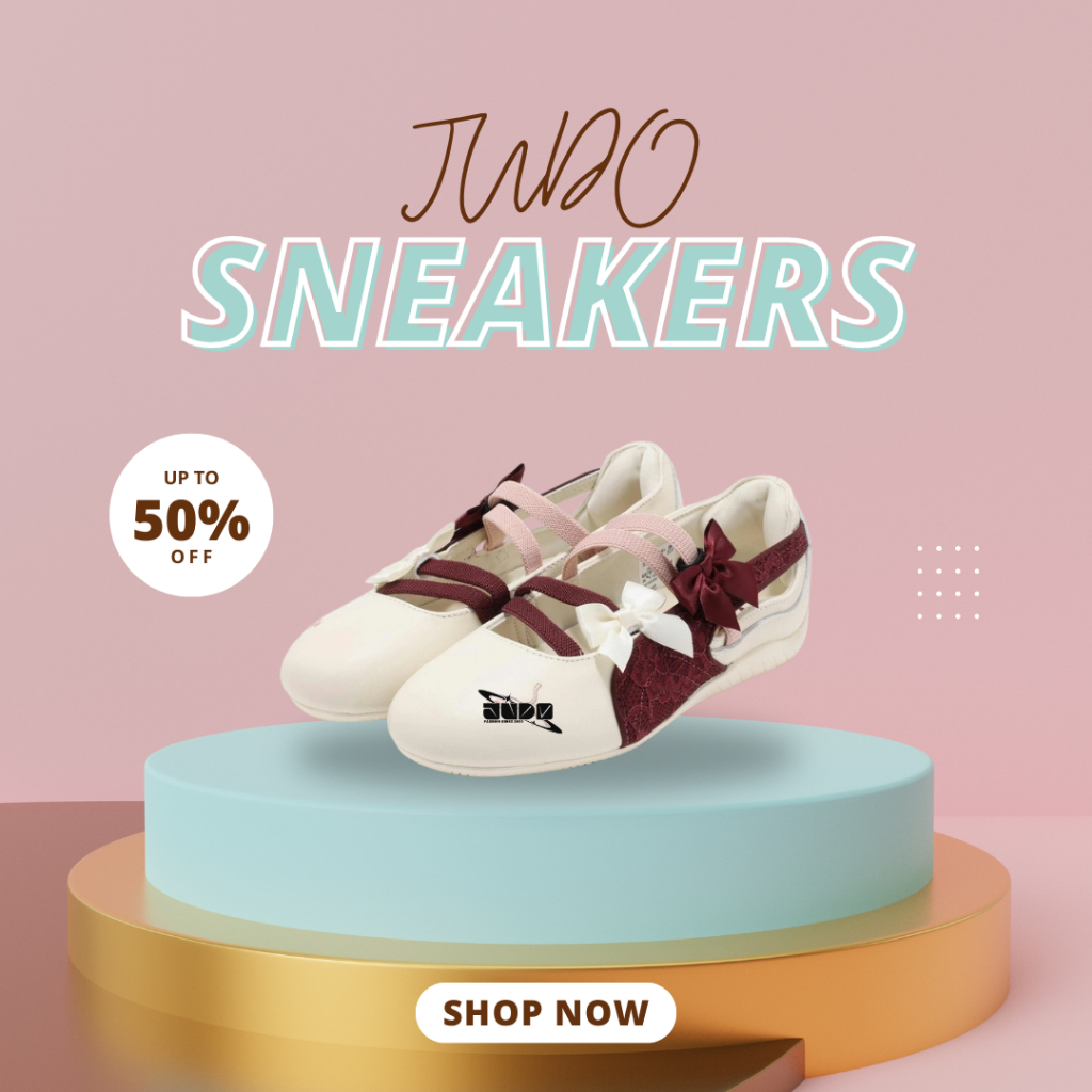 JUDO SNEAKER - Giày Búp Bê Nữ Sneaker Patou Ballet kem đỏ – Nữ tính, dễ phối đồ