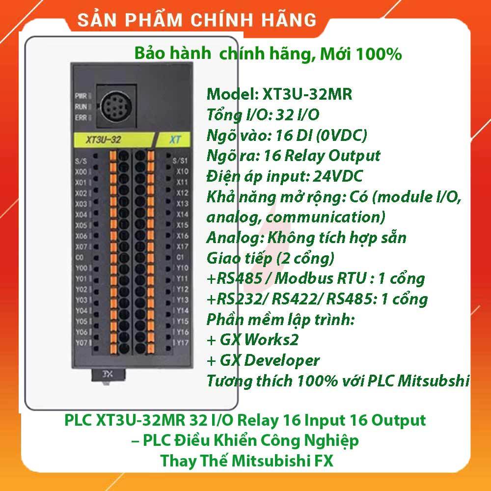 PLC XT3U-32MR 32 I/O Relay 16 Input 16 Output – PLC Điều Khiển Công Nghiệp Thay Thế Mitsubishi FX3U-