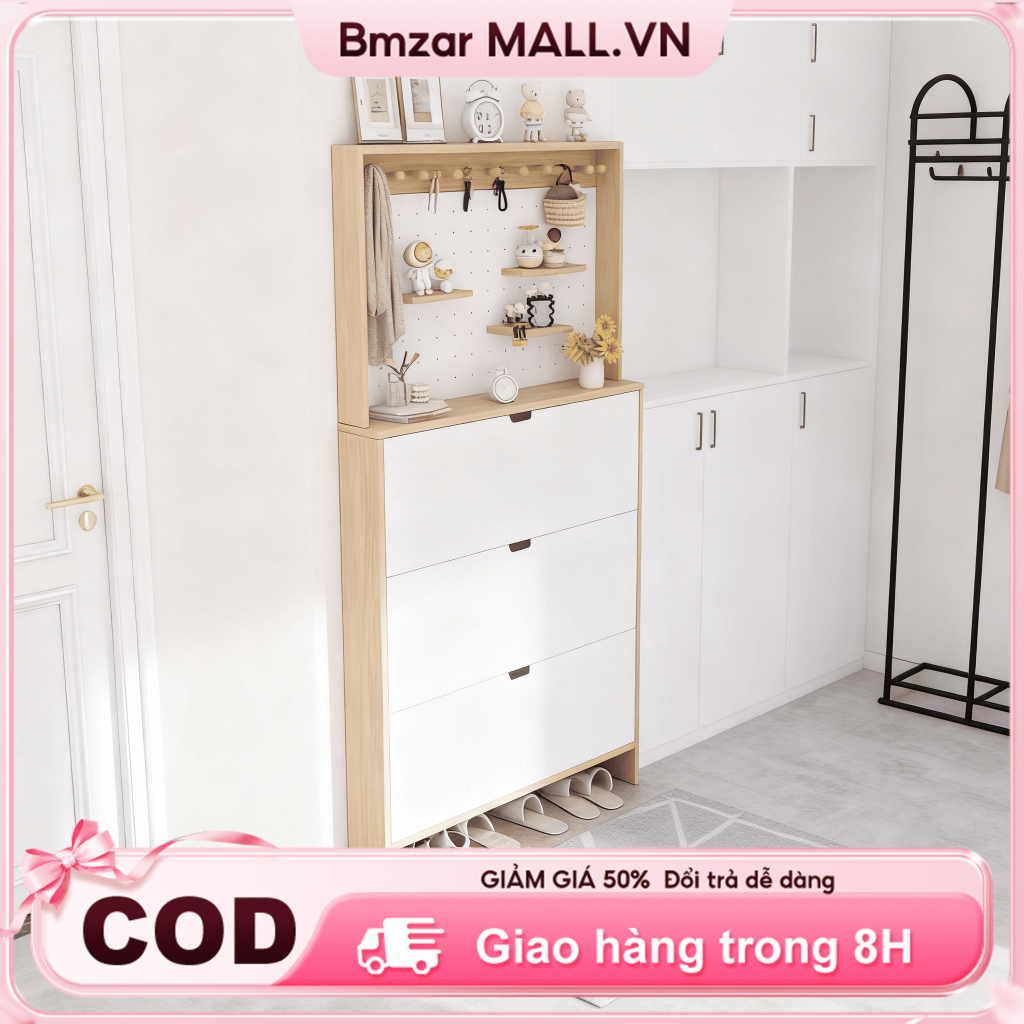 BMZAR Tủ giày 1 khối ngăn lật bảng lỗ đa năng tiết kiệm không gian phù hợp căn hộ | BigBuy360 - bigbuy360.vn