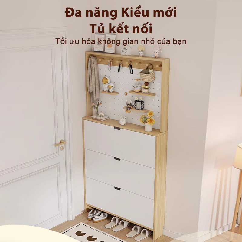BMZAR Tủ giày 1 khối ngăn lật bảng lỗ đa năng tiết kiệm không gian phù hợp căn hộ | BigBuy360 - bigbuy360.vn