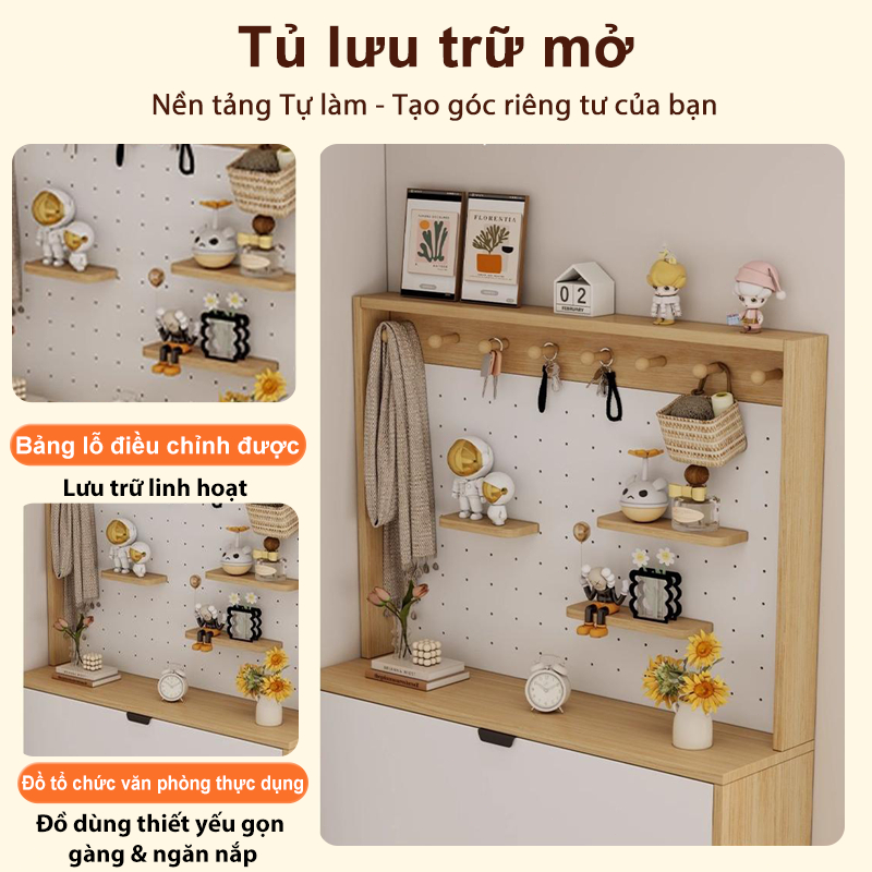 BMZAR Tủ giày 1 khối ngăn lật bảng lỗ đa năng tiết kiệm không gian phù hợp căn hộ | BigBuy360 - bigbuy360.vn
