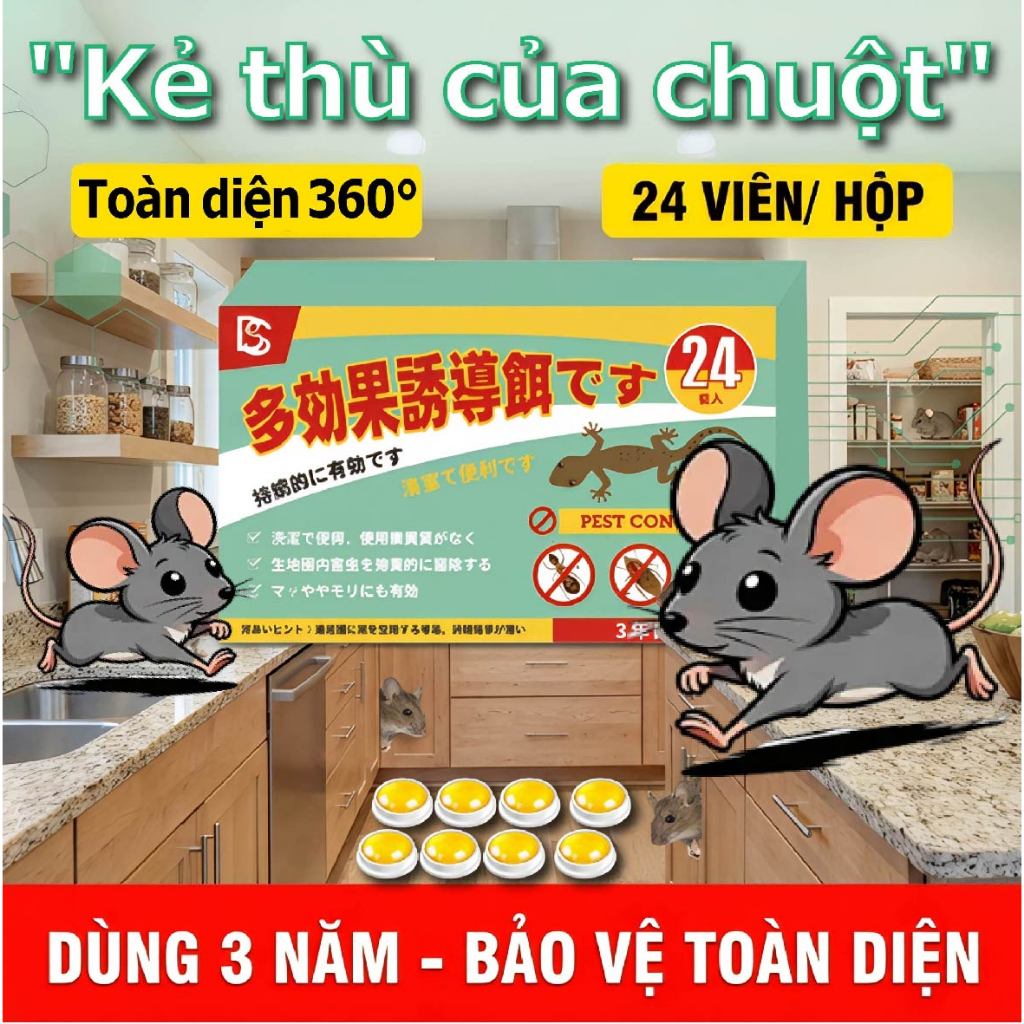 M1T1 hàng nhập Nhật - thuốc diệt chuột - thuốc chuột, diệt chuột siêu mạnh tận gốc 48 viên