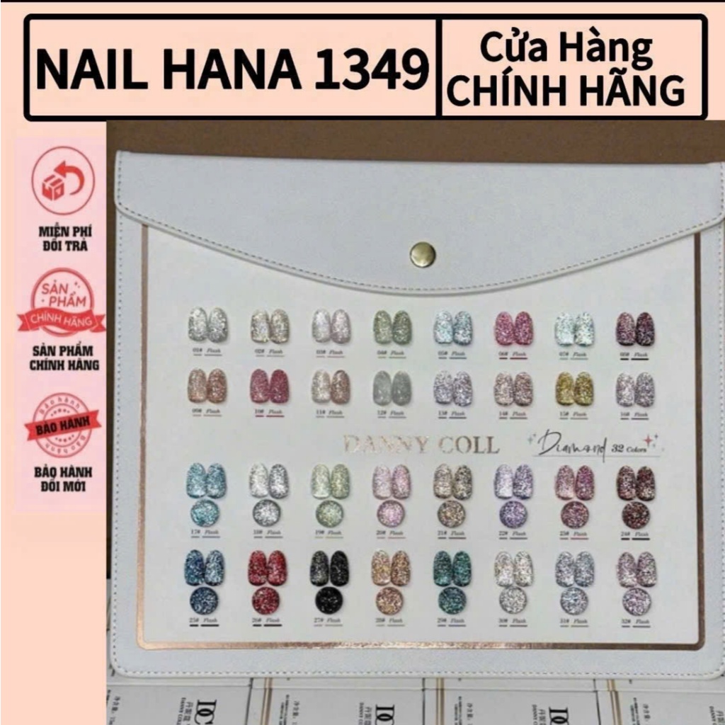 Nhũ flash DANNY COLL N92 sét 32 chai tặng kèm 1 bảng màu/ Nhũ flash DANNY COLL N92 sét 32 màu có 1 b