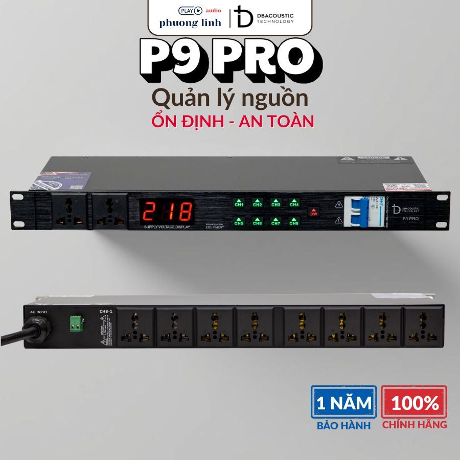 Quản lý nguồn DBAcoustic P9 Pro, Bảo Vệ dàn karaoke gia đình an toàn - Bảo Hành 2 Năm