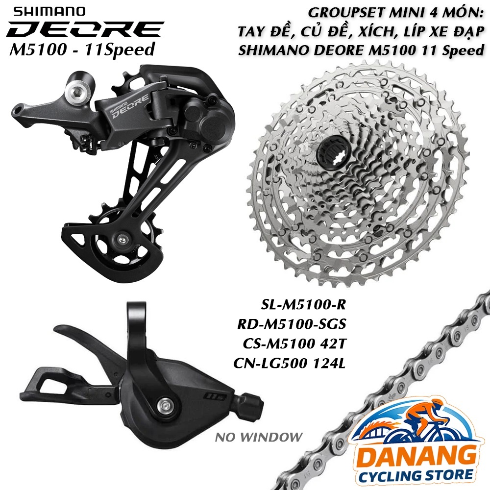 Groupset Mini 4 Món Xe Đạp:  SHIMANO Deore M5100 10 Tốc Độ – Tay Đề, Củ Đề, Líp, Xích Xe Đạp MTB