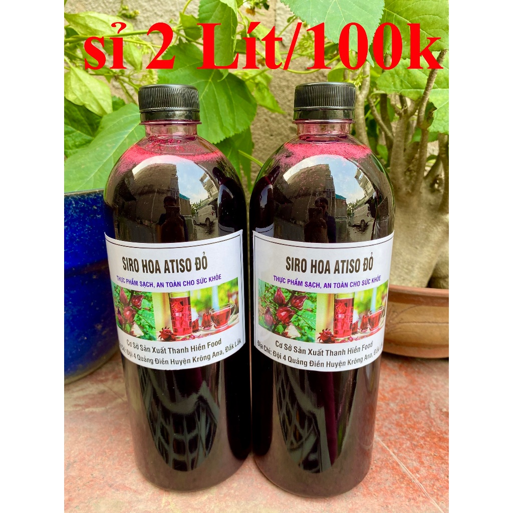 2 chai Siro hoa Atiso đỏ ( không kèm hoa), nước cốt Hoa Atiso đỏ ngâm đường phèn.