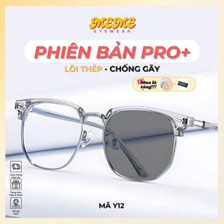 Mắt kính nam nữ đổi màu cận chống uv ánh sáng xanh gọng kính tròn vuông nửa viền cao cấp kim loại nhựa kính mắt MEME Y12