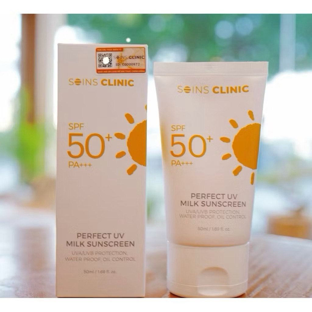 Kem chống nắng soins clinic perfect UV milk sunscreen 50ml - hạn 2028 Hàn Quốc IS3-Quà tặng