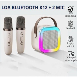 [ TẶNG 2 MÍC ] Loa Bluetooth Mini Nghe Nhạc Hát Karaoke K12 Hỗ Trợ Đổi Giọng Âm Thanh Cực Hay