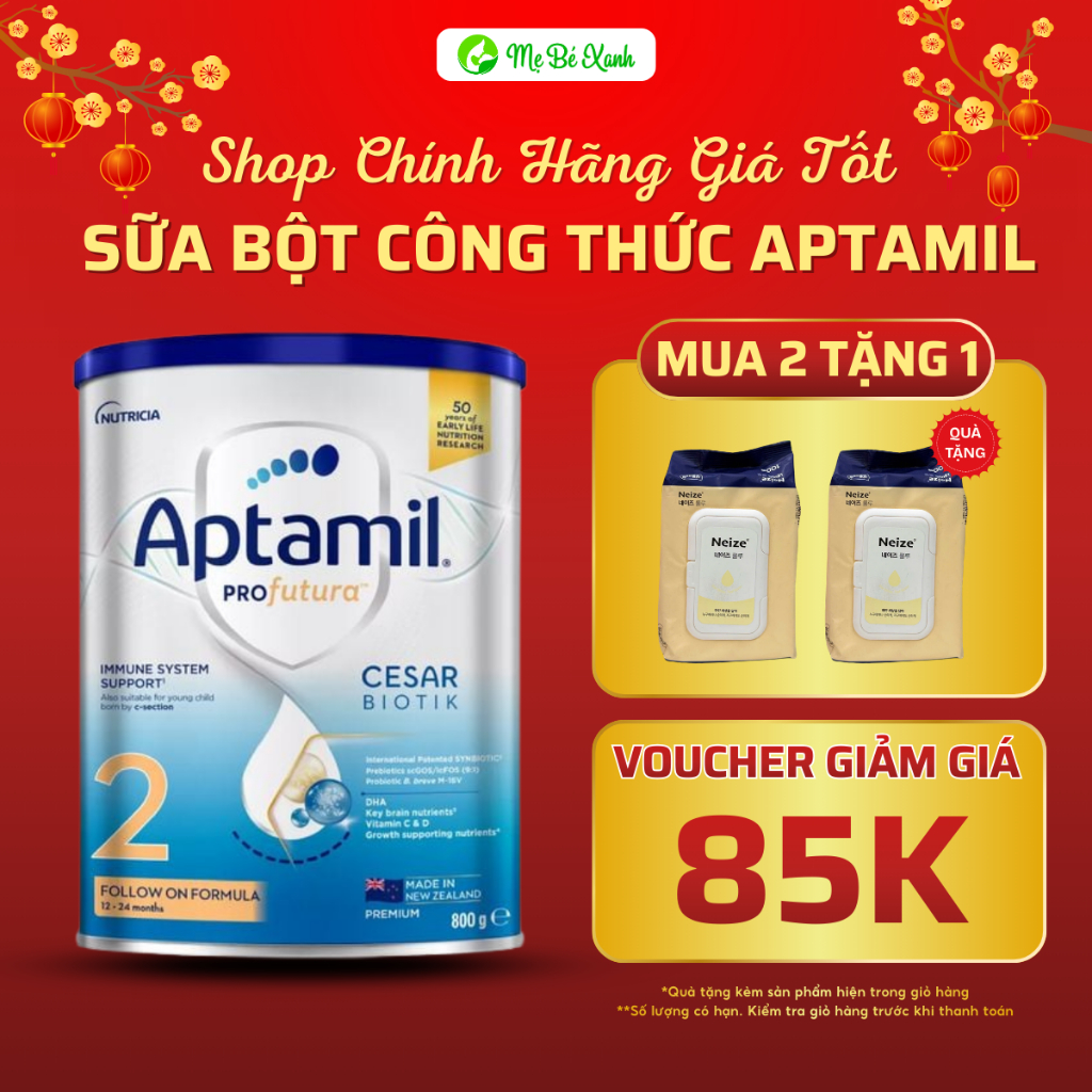 Sữa bột Aptamil New Zealand 2 giúp tăng sức đề kháng tăng cường miễn dịch phát triển não bộ lon 800g