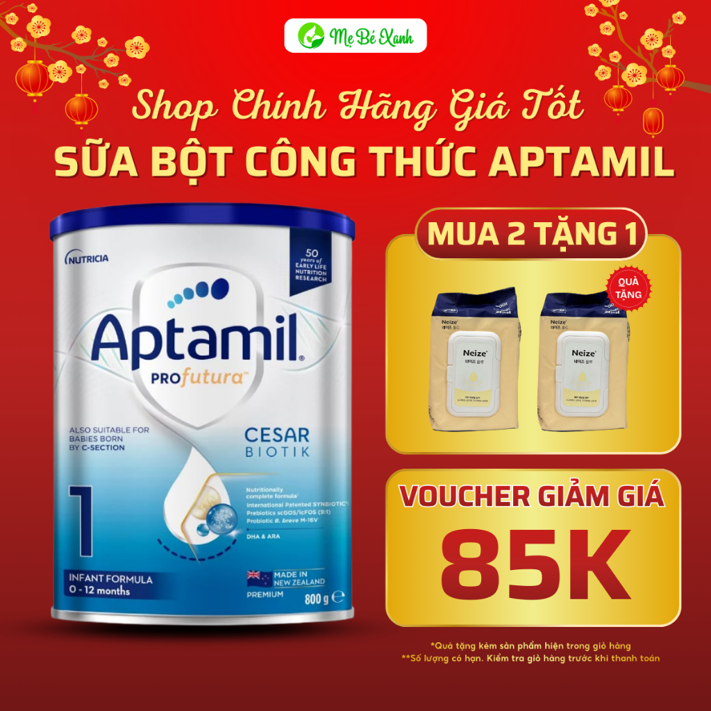Sữa bột công thức Aptamil New Zealand 1 giúp khỏe mạnh, phát triển trí não, hỗ trợ tiêu hóa lon 800g