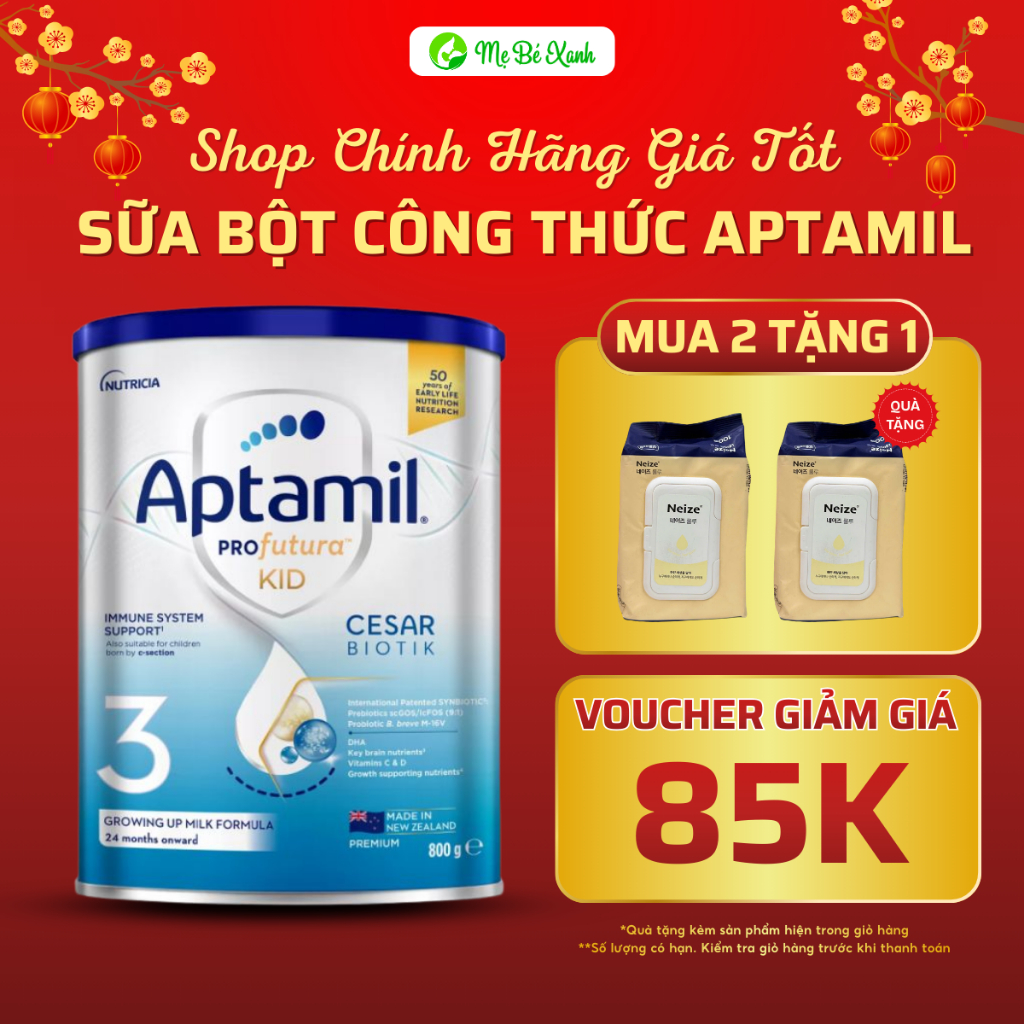 Sữa bột Aptamil New Zealand 1 hỗ trợ trẻ phát triển trí não xương khớp khỏe bổ sung vitamin lon 800g