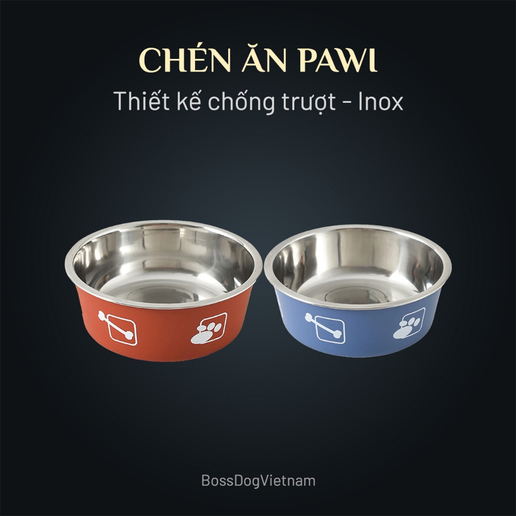 Tô inox PAWI cho chó mèo - Tô bát ăn 2 lớp | BossDog