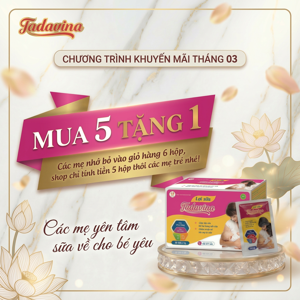 Lợi Sữa TADAVINA (Hộp 30 gói) - Giúp lợi sữa, tăng tiết sữa và giảm nguy cơ tắc tuyến sữa mẹ sau sinh