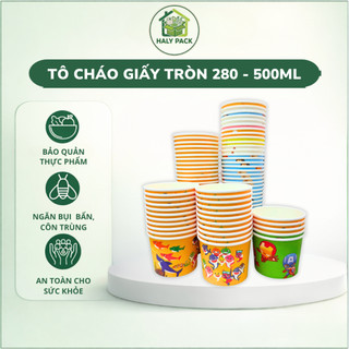 [COMBO 100c] Cốc Giấy, Tô Giấy Có Nắp 280ml – 500ml Dùng 1 Đựng Cháo, Cafe, Mì – An Toàn, Tiện Lợi - COCGIAY100