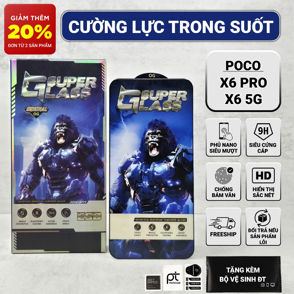 Cường lực Poco X6 Pro, X6 5G Paticase PREMIUM full màn | Miếng kính dán bảo vệ màn hình cho Xiaomi
