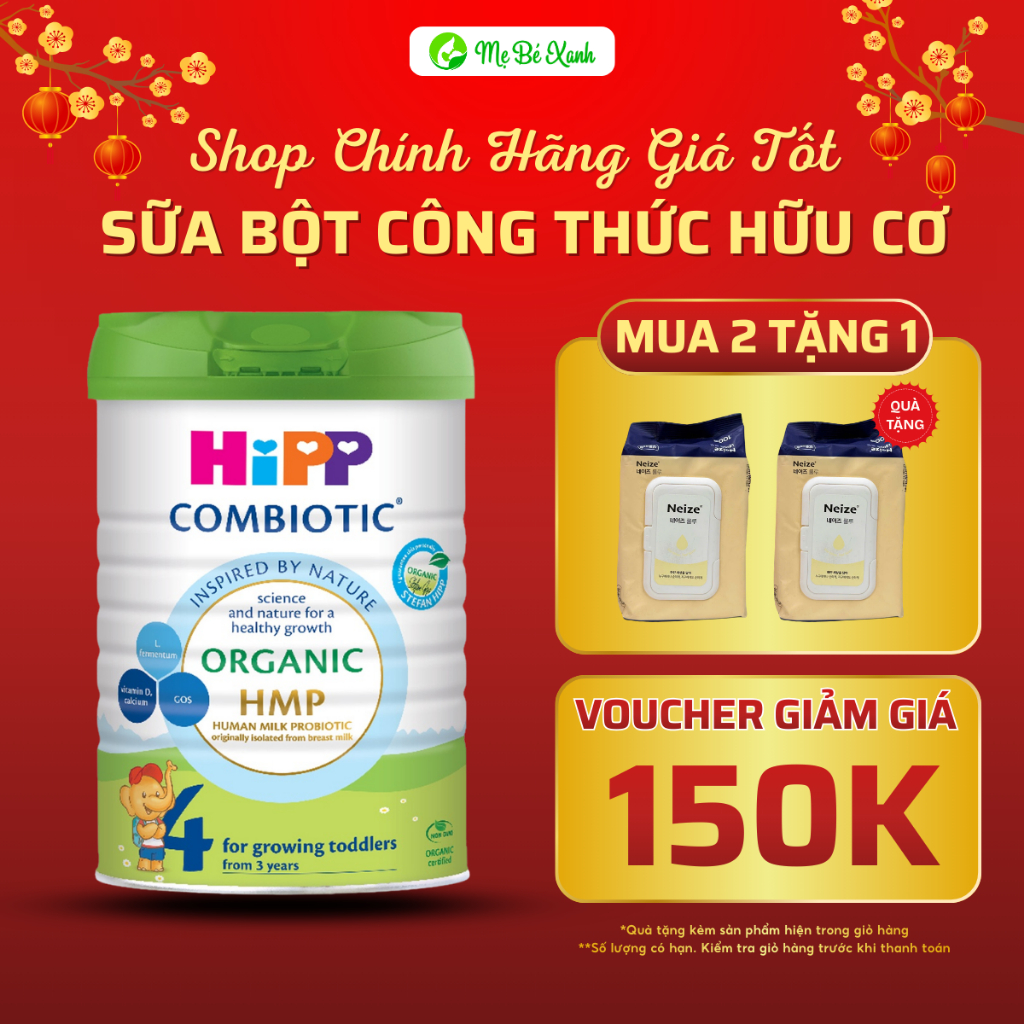 Sữa bột công thức hữu cơ HIPP 4 Combiotic giúp bé hấp thu tốt, ăn khỏe, phát triển trí não lon 800g