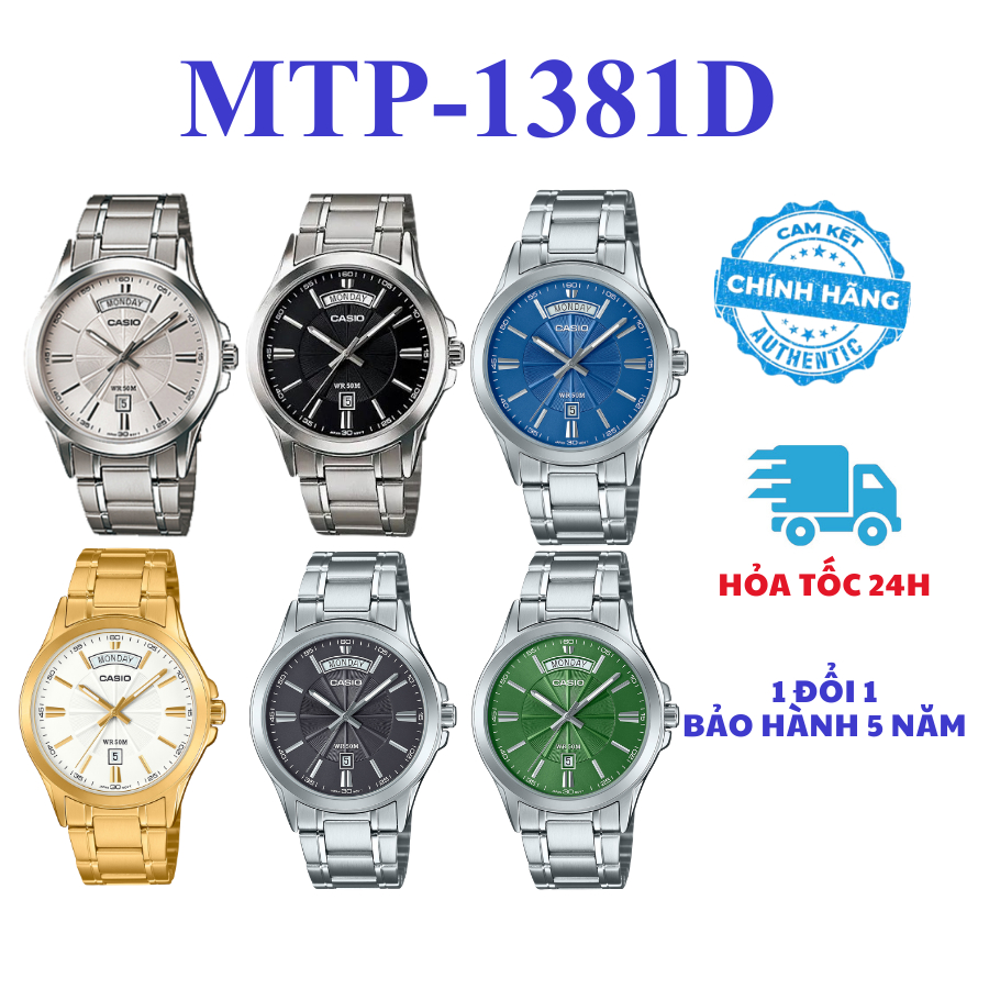 Đồng hồ nam sang trọng, chống nước [MTP-1381D]