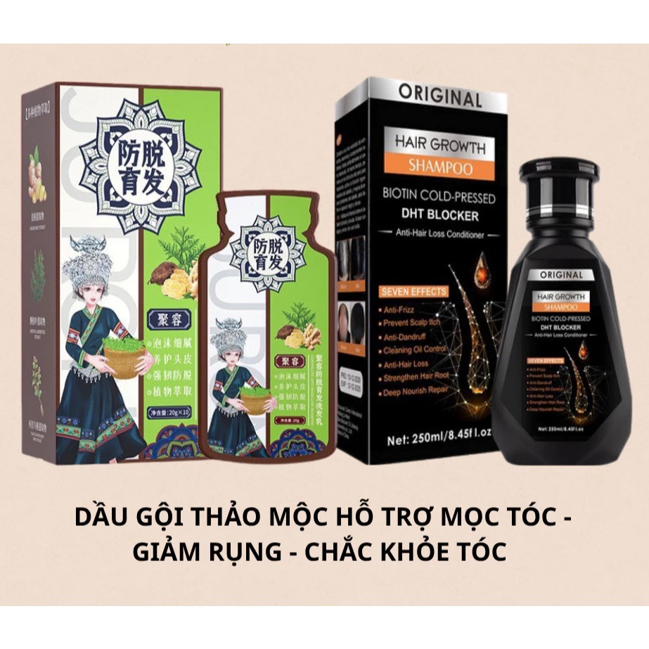 Dầu Gội Thảo Mộc & Gừng Tươi DHT Blocker /Jurong Giảm Rụng Tóc, Hỗ Trợ Mọc Tóc Hair Growth Shampoo