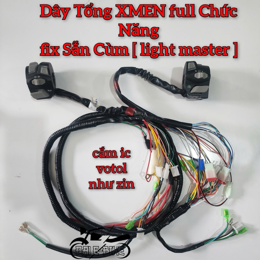 Bộ Dây Điện Tổng Xe Xmen Kèm Cùm Light Master Phát Sáng Giắc IC Votol Như Zin (Đổi Nguồn Phía Sau)