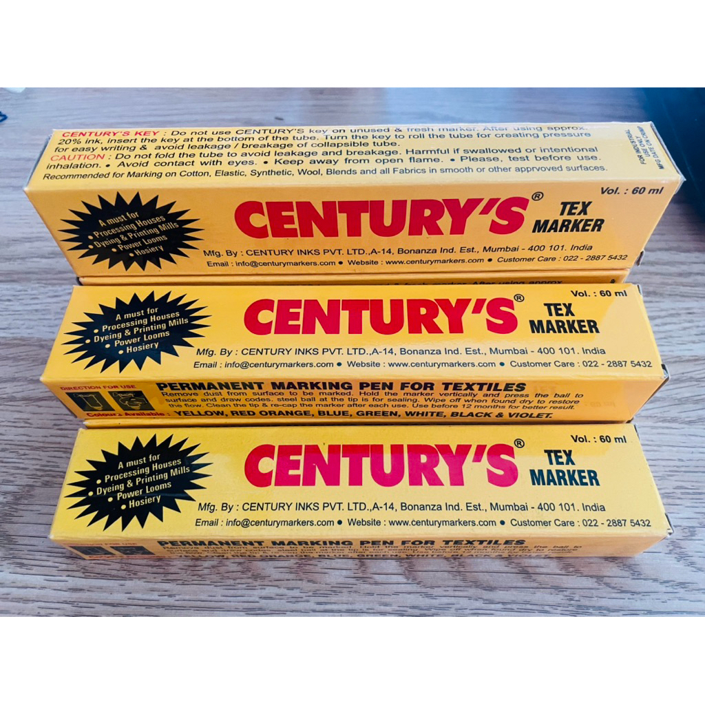 Bút viết lên vải mộc không phai Century's Tex Marker - Vàng