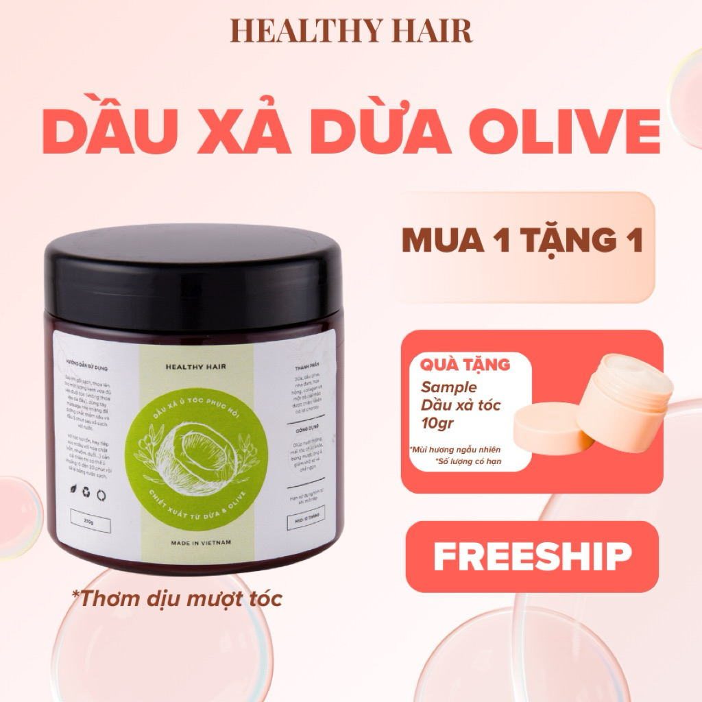 Dầu xả, ủ tóc Dừa Olive Healthy Hair dưỡng tóc chắc khỏe mềm mượt tự nhiên