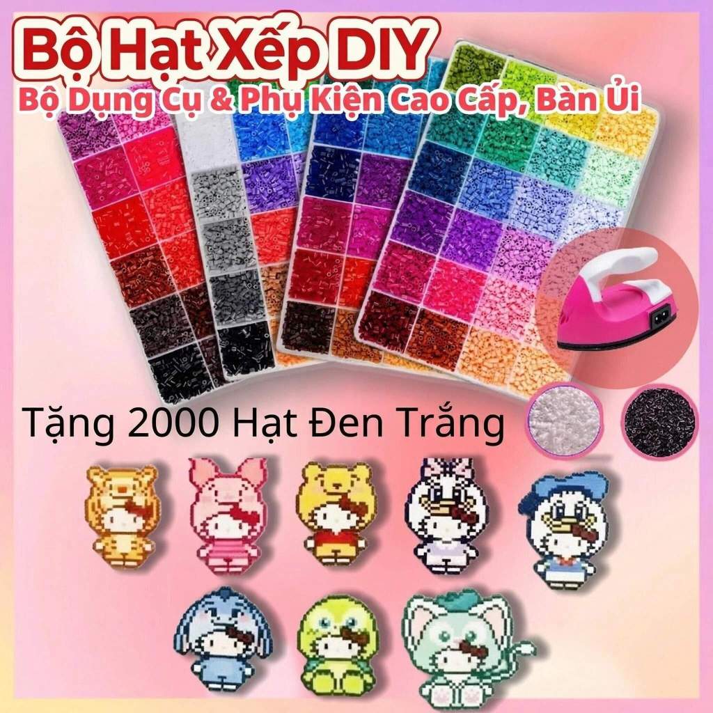 【Khoảng 14.000 hạt / Combo đầy đủ】Hạt xếp DIY MARD 2.6mm Bộ đồ chơi xếp hạt thủ công Kèm bảng xếp + bàn ủi